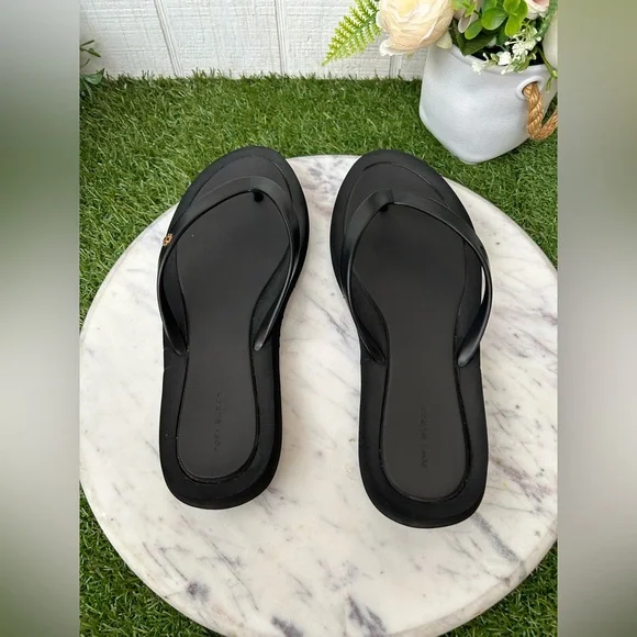Tory Burch Black Minimalist Flip Flop Sandals women size 10 preowned - Picture 13 of 13